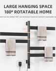 Velin Series 18" x 27" Electric Towel Warmer with 5 Rotating Bars – Black