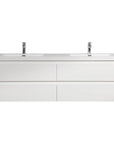 71 inch bathroom vanity front view with double sinks and four drawers | Ace Decor