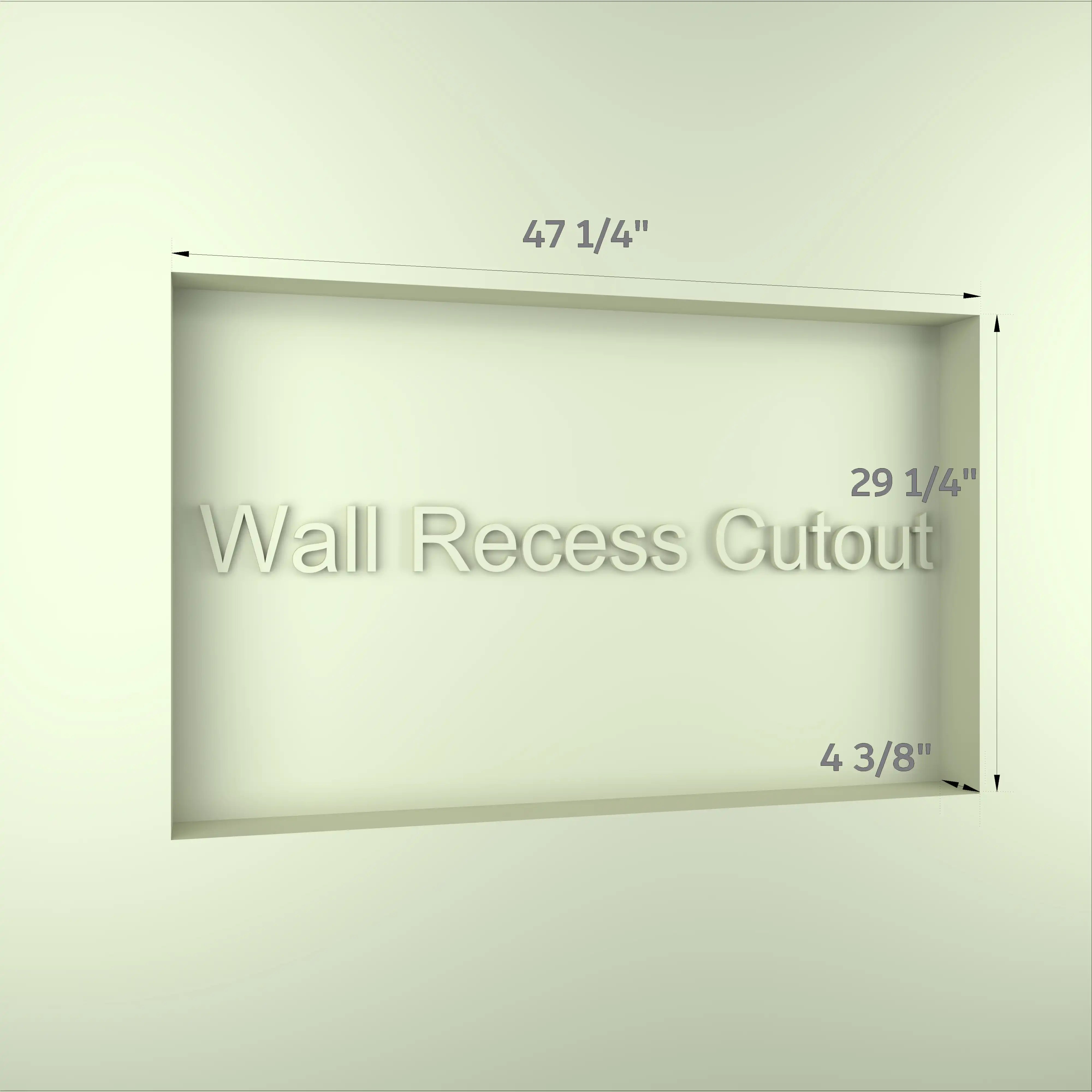 Cutout dimensions required for recessed installation of Pro Shower 48x30 LED Medicine Cabinet.