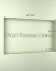 Cutout dimensions required for recessed installation of Pro Shower 48x30 LED Medicine Cabinet.