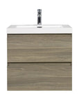 24-42 Inch Ash Grey Bathroom Floating Vanity with Resin Sink and 2 Soft-Close Drawers