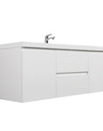 59 inch bathroom vanity with clean white finish, floating wall-mounted design, and modern minimalist profile | Ace Decor