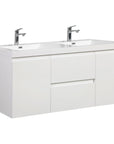 59 inch double sink vanity with dual integrated sinks, wide countertop, and minimalist white finish | Ace Decor