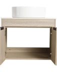 Open cabinet interior of 24 inch bathroom vanity with vessel sink 24" wall-mounted storage | Ace Decor