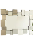 Straight-on shot of a 39 x 29 modern decorative mirror featuring layered beveled glass blocks | Ace Decor