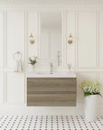 Oakmere Series 36" Ash Grey Bathroom Floating Vanity with Resin Sink & 2 Soft-Close Drawers