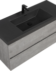 24"-47" Floating Dark Grey Corner Vanity with Matte Black Sink - 2 Soft Close Drawers