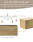 Oakmere Series 42" Natural Oak Bathroom Floating Vanity with Resin Sink & 2 Soft-Close Drawers
