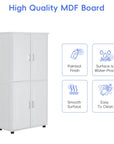 62”(H) Freestanding Bathroom Floor Storage Cabinet, made of high quality MDF board.