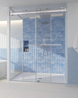 Trivon-Plus Series 60" x 76" Frameless Sliding Bypass Shower Door - 3/8" Tempered Glass, Chrome