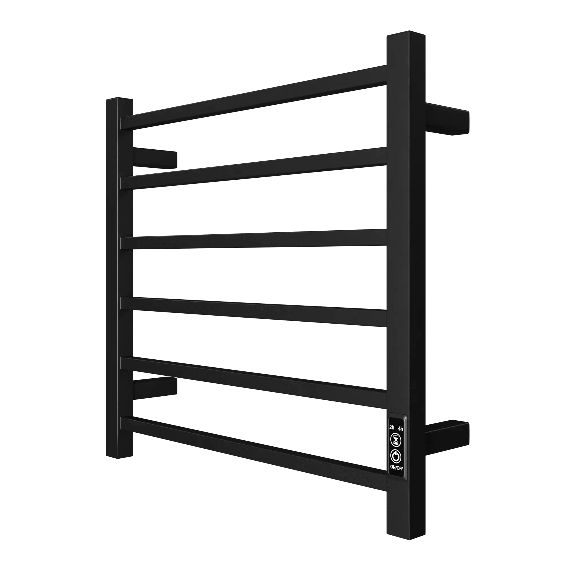 6-Bar Black Electric Heated Towel Rack - Wall-Mounted Towel Warmer with Timer color: Black