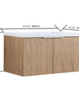 Monterey Series 36" Floating Bathroom Vanity in Imitative Oak with Integrated Sink and Double-Door Storage Cabinet