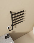 Velin Series 18 x 27 black electric towel warmer for bathroom top view showing modern wall-mounted design | Ace Decor