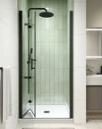 AeroFold Series 30" x 72" Matte Black Semi-Frameless Bi-Fold Shower Door