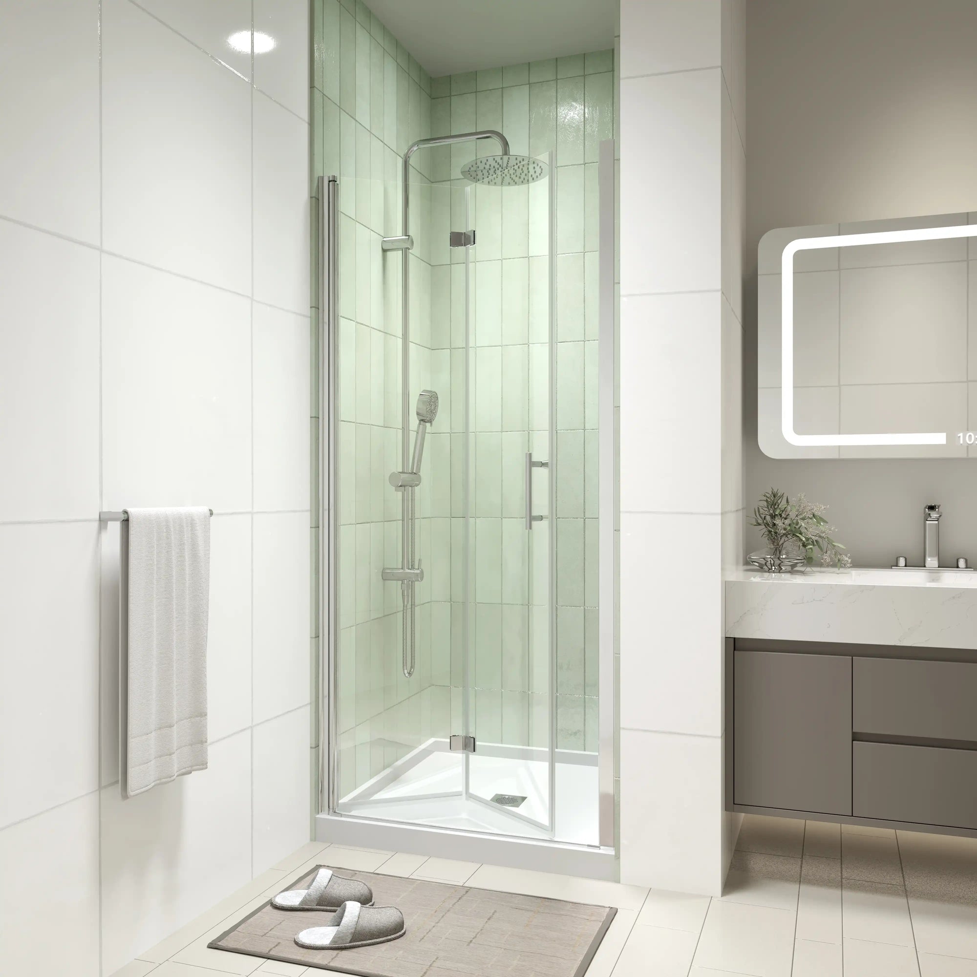 AeroFold Series 30" x 72" Chrome Semi-Frameless Bi-Fold Shower Door
