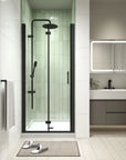 AeroFold Series 34" x 72" Matte Black Semi-Frameless Bi-Fold Shower Door