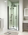AeroFold Series 34" x 72" Matte Black Semi-Frameless Bi-Fold Shower Door