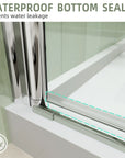 Waterproof bottom seal detail on the 32x72 frameless bi fold shower door | Ace Decor