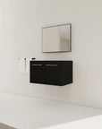 Noirline 30" floating vanity without sink angled view in a minimalist bathroom setup.