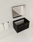30" vanity base without sink wall-mounted bathroom setup with framed mirror.