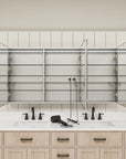 Pro Shower 48x30/60x30 LED Medicine Cabinet with doors open and hair dryer plugged into outlet.