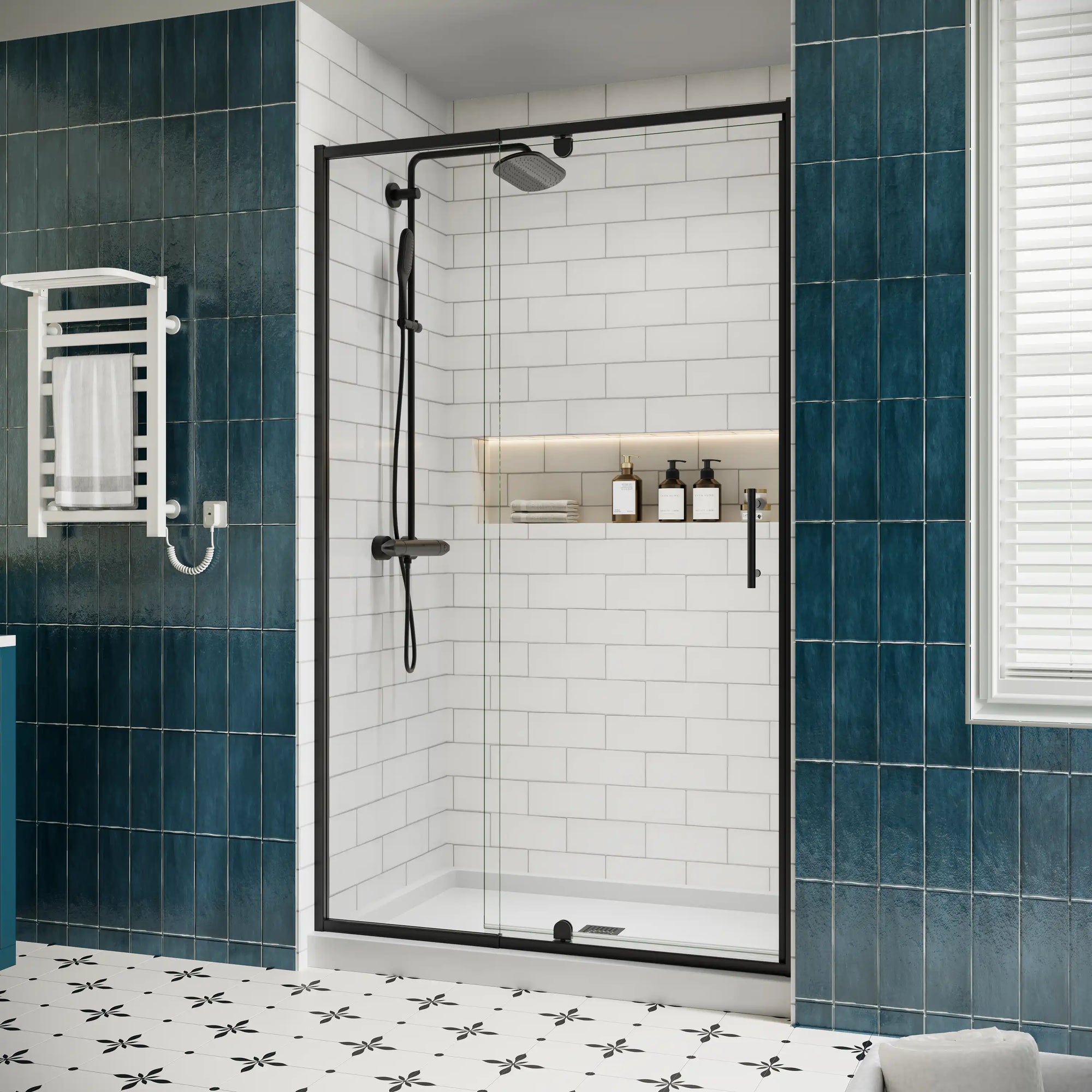 Bathroom installation side view of 42 in shower doors, watertight enclosure with size 42 x 71 | Ace Decor