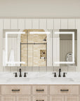 Pro Shower 48x30/60x30 Rectangular Silver LED Medicine Cabinet with triple doors and illuminated mirror for modern bathroom.