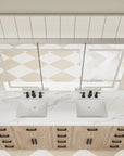 Top view of Pro Shower 48x30/60x30 Rectangular LED Medicine Cabinet installed above bathroom vanity, with LED lighting off.