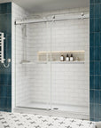 Verta Series 66" x 76" Double Sliding Frameless Shower Door with 10mm Tempered Glass - Chrome