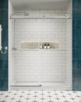 Verta Series 66" x 76" Double Sliding Frameless Shower Door with 10mm Tempered Glass - Chrome