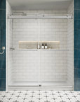 72 x 76 brushed nickel shower doors frameless front view showcasing modern minimalist bathroom design | Ace Decor