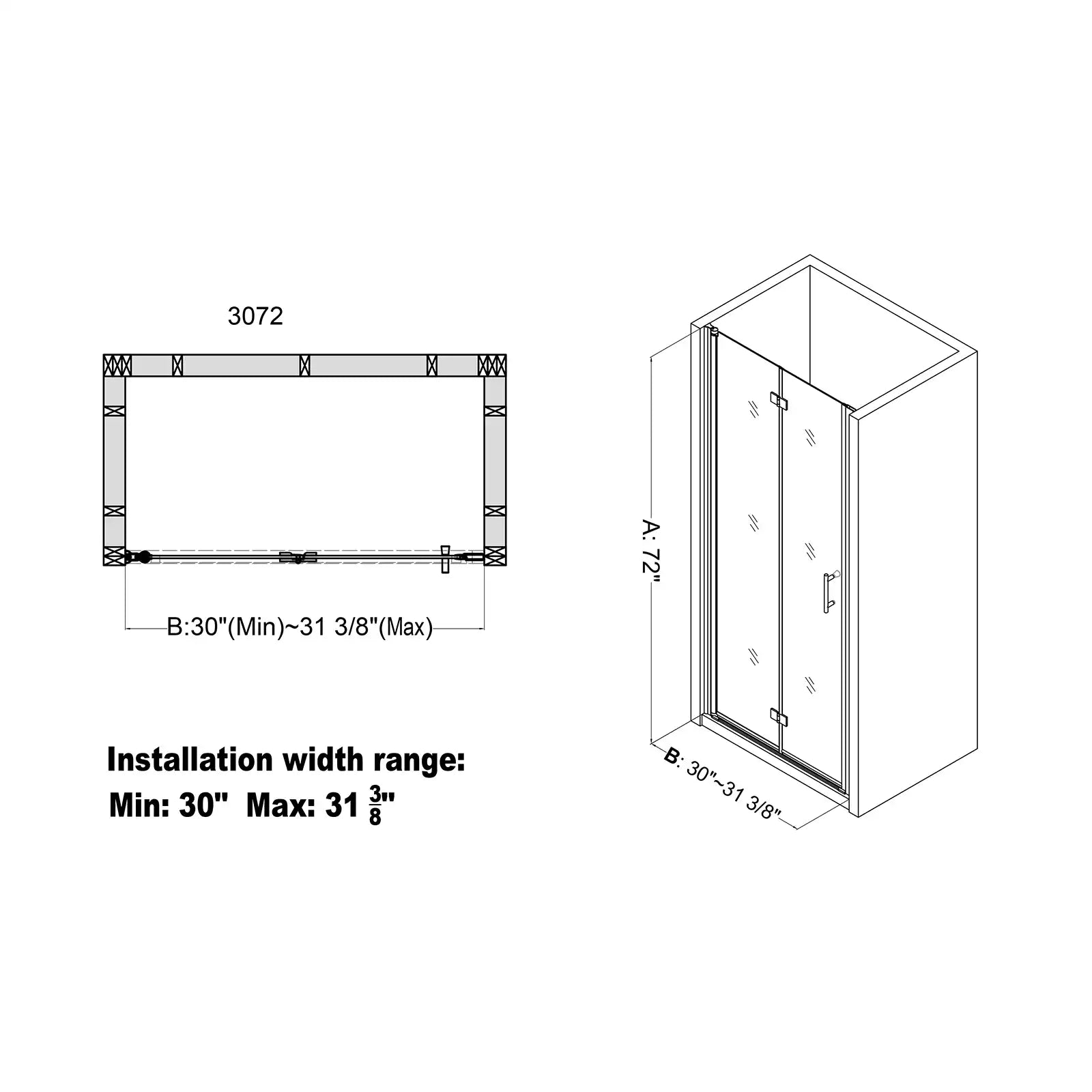 AeroFold Series 30" x 72" Chrome Semi-Frameless Bi-Fold Shower Door