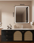 30"x36" Rectangular Framed Dimmable Anti-Fog LED Wall Bathroom Vanity Mirror