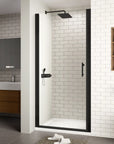 Zerra Series 32" W x 72" H Matte Black Semi-Frameless Pivot Shower Door