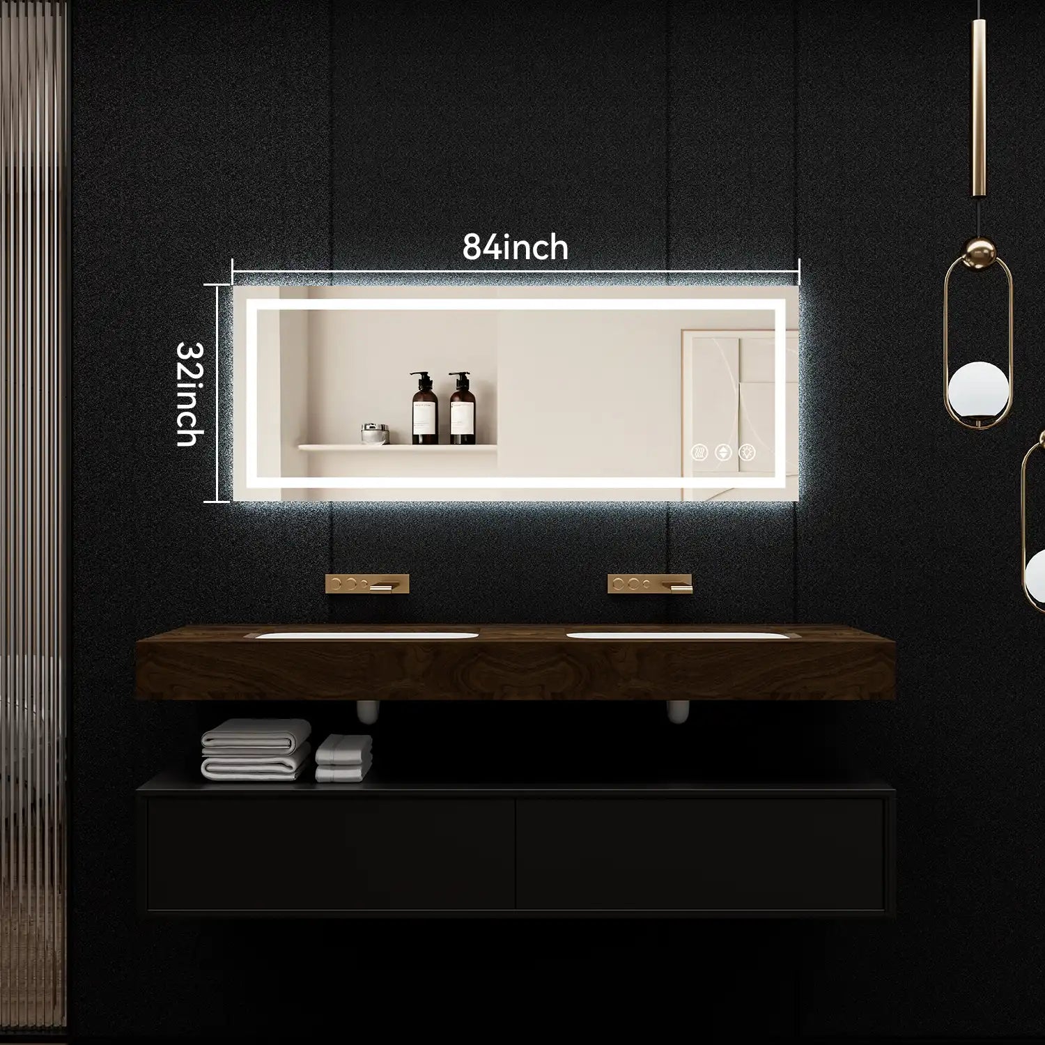 32"*84" Adjustable LED Bathroom Vanity Mirror with Brightness Memory – Anti Fog