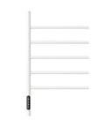 White Orven Series towel rack heater 16 x 27 with 5-bar design and smart touch control | Ace Decor