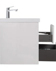 Floating Bathroom Vanity with Resin Top Basin & Soft Close Drawers - Modern Wall-Mounted Storage Cabinet color:White