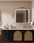 36"x36" Rectangular Framed Dimmable Anti-Fog LED Wall Bathroom Vanity Mirror