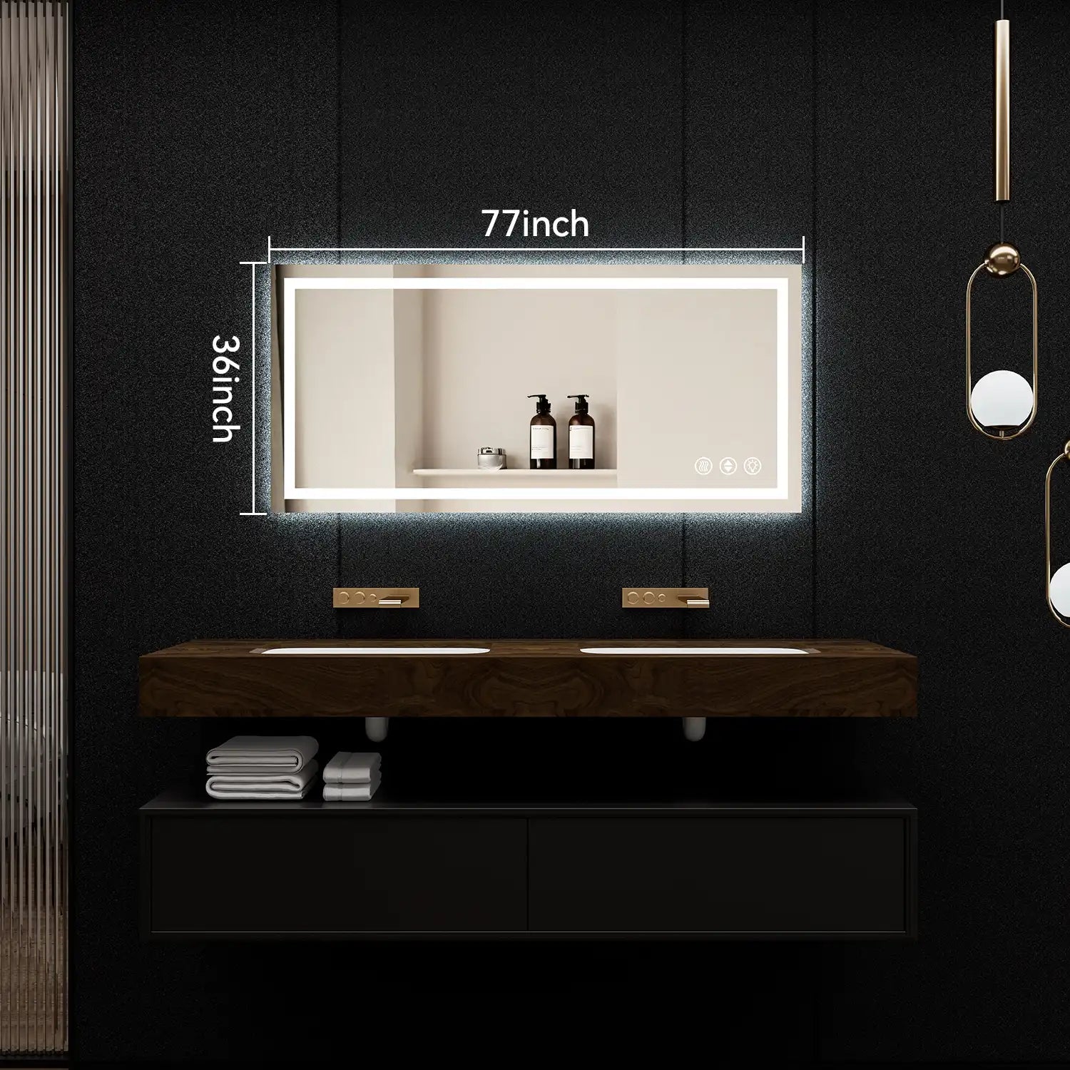 36"*77" Adjustable LED Bathroom Vanity Mirror with Brightness Memory – Anti Fog