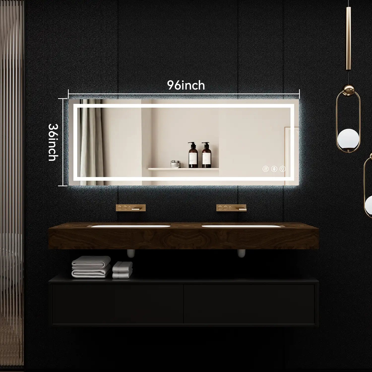 36"*96" Adjustable LED Bathroom Vanity Mirror with Brightness Memory – Anti Fog