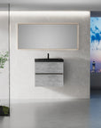 24"-47" Floating Dark Grey Corner Vanity with Matte Black Sink - 2 Soft Close Drawers