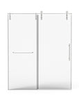 60" x 76" Brushed Nickel Frameless Shower Sliding Door with Towel Bar