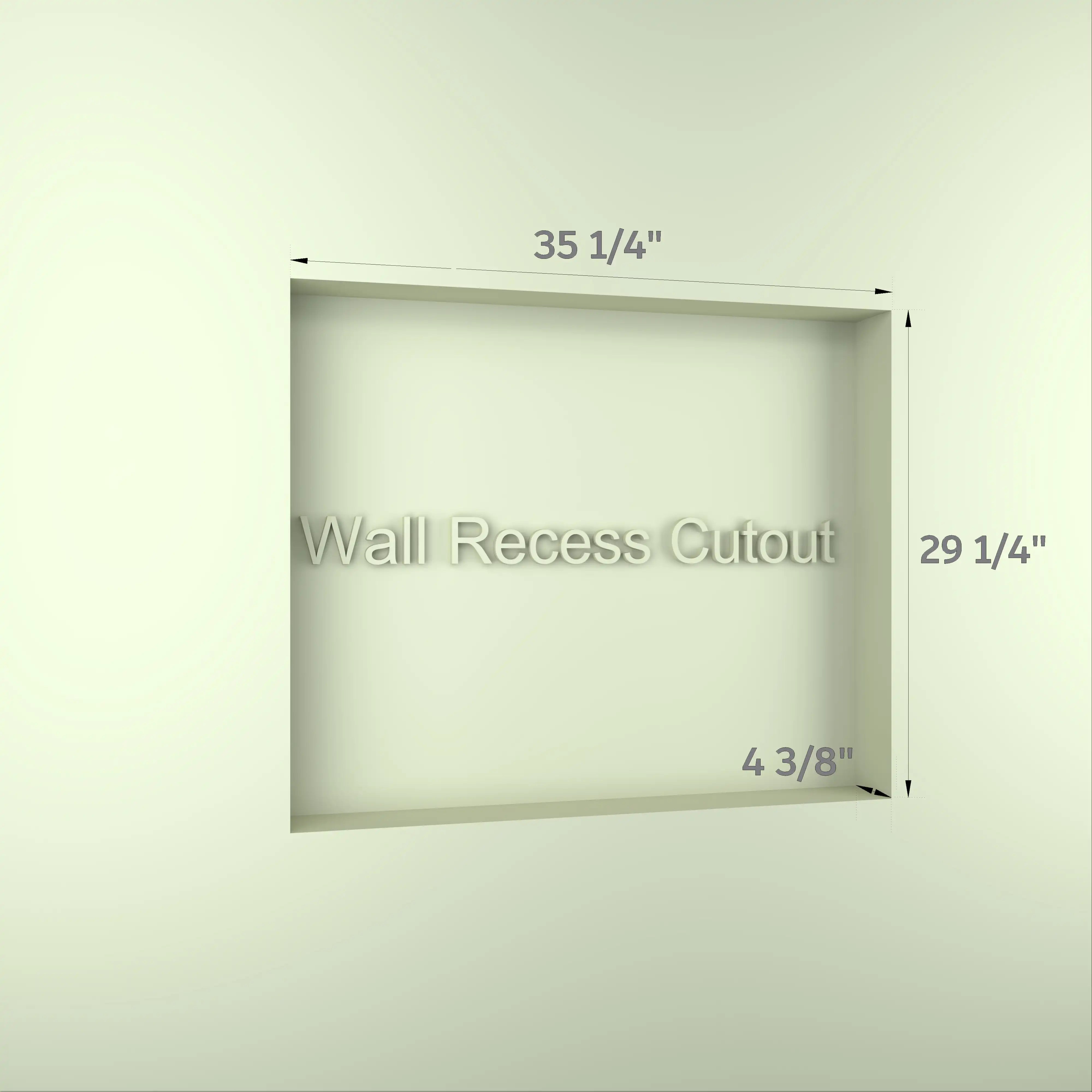 Cutout dimensions required for recessed installation of Pro Shower 36x30 LED Medicine Cabinet.