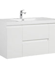 48 inch white floating bathroom vanity with integrated sink and modern wall-mounted design | Ace Decor