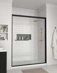 Angled bathroom view showcasing 60 x 70 sliding doors for shower | Ace Decor