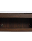 Rear view of the Monterey bathroom vanity in walnut finish.