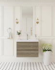 Oakmere Series 30" Ash Grey Bathroom Floating Vanity with Resin Sink & 2 Soft-Close Drawers