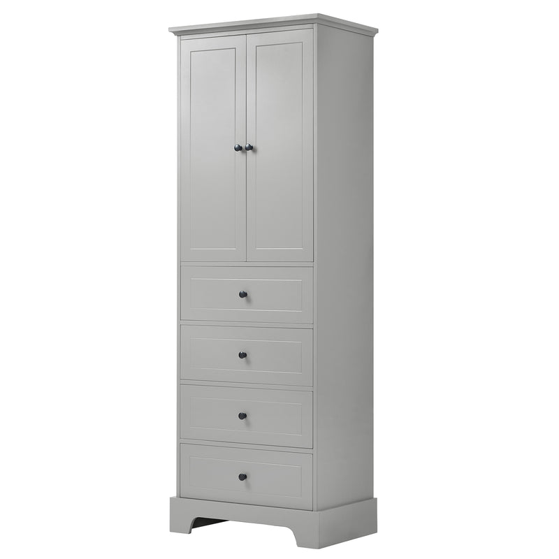 68” Bathroom Linen Cabinet – Tall Storage with Adjustable Shelves & Deep Drawers