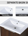 24" bathroom vanity walnut resin sink with overflow hole and easy-clean surface | Ace Decor
