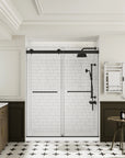 Vantelle-S Series 60" x 74" Frameless Double Sliding Shower Door with Soft-Close in Matte Black